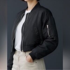 Divided H&M Women's Black Cropped Bomber Jacket